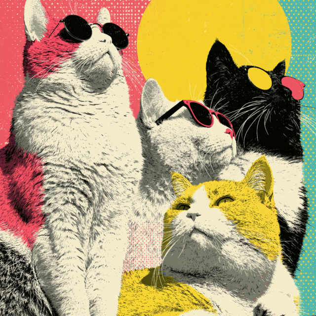 Sunset Cat Crew Graphic Tee
